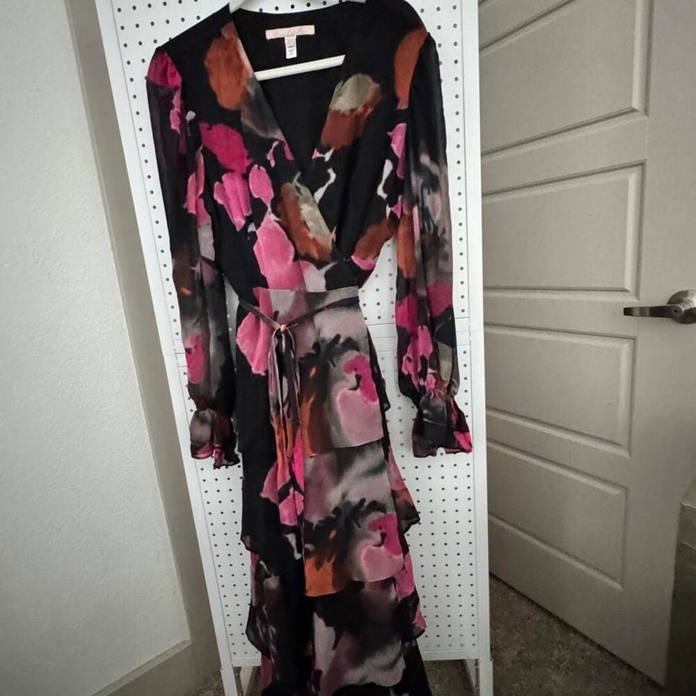 KUT From The Kloth XLP Watercolor Floral Ruffle Maxi Dress